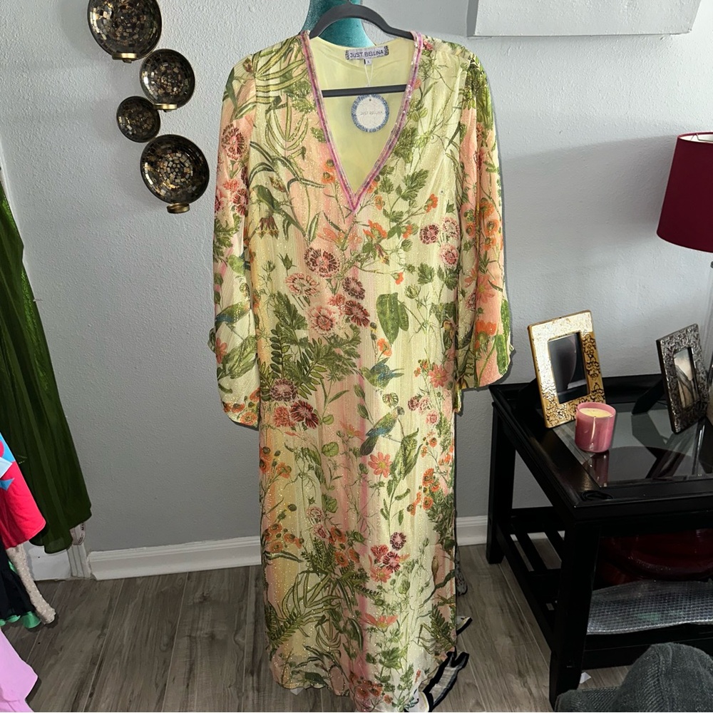 Floral Green and Pink Maxi Dress